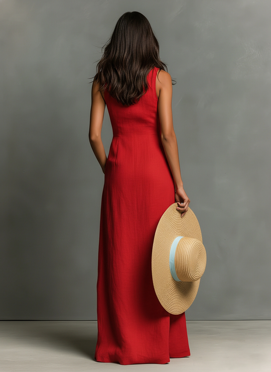 Dorothy  - Sleeveless Maxi Shirt Dress Casual Daytime Wear