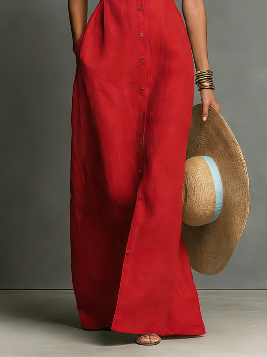 Dorothy  - Sleeveless Maxi Shirt Dress Casual Daytime Wear