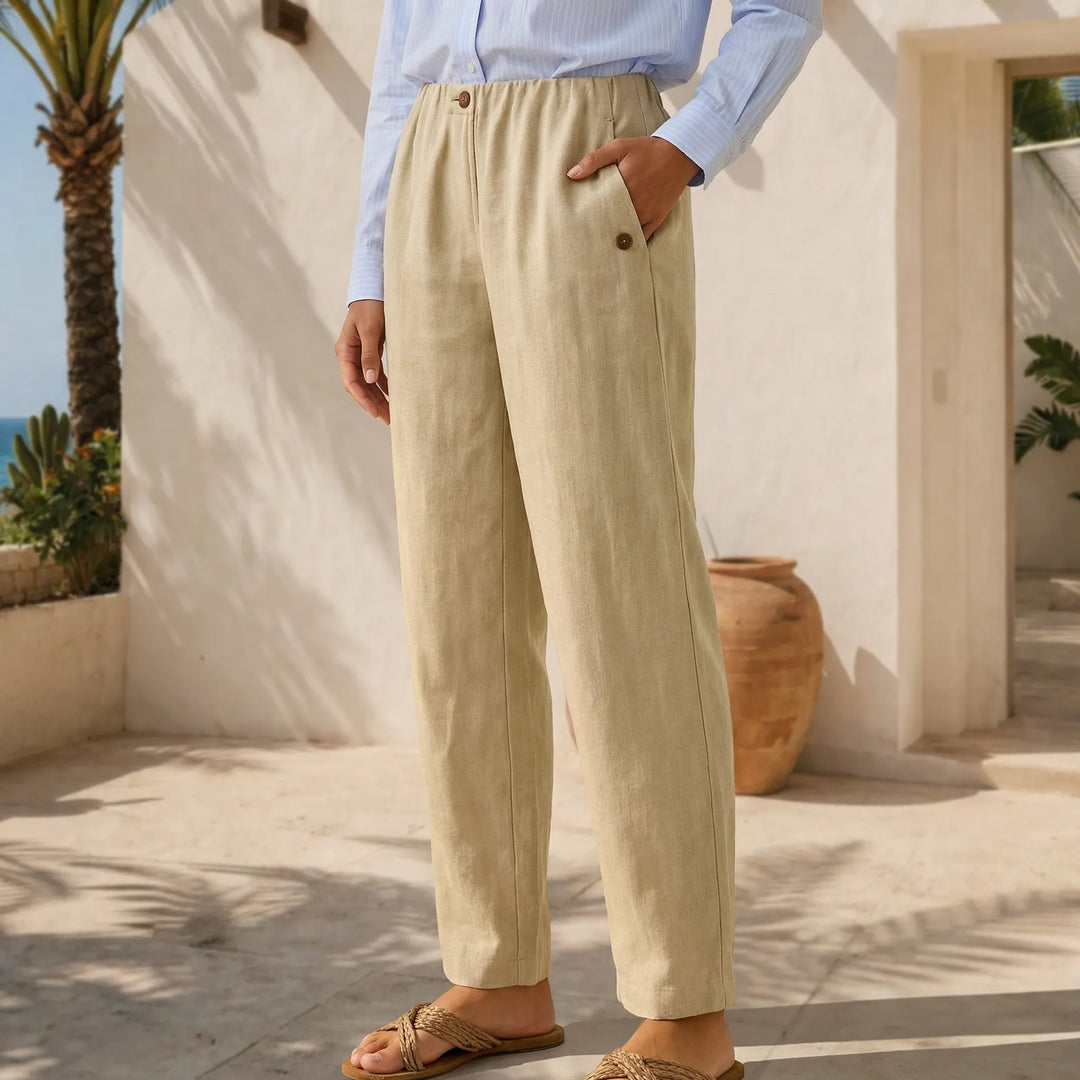 Edna  - Straight-Leg Cuffed Ankle Pants