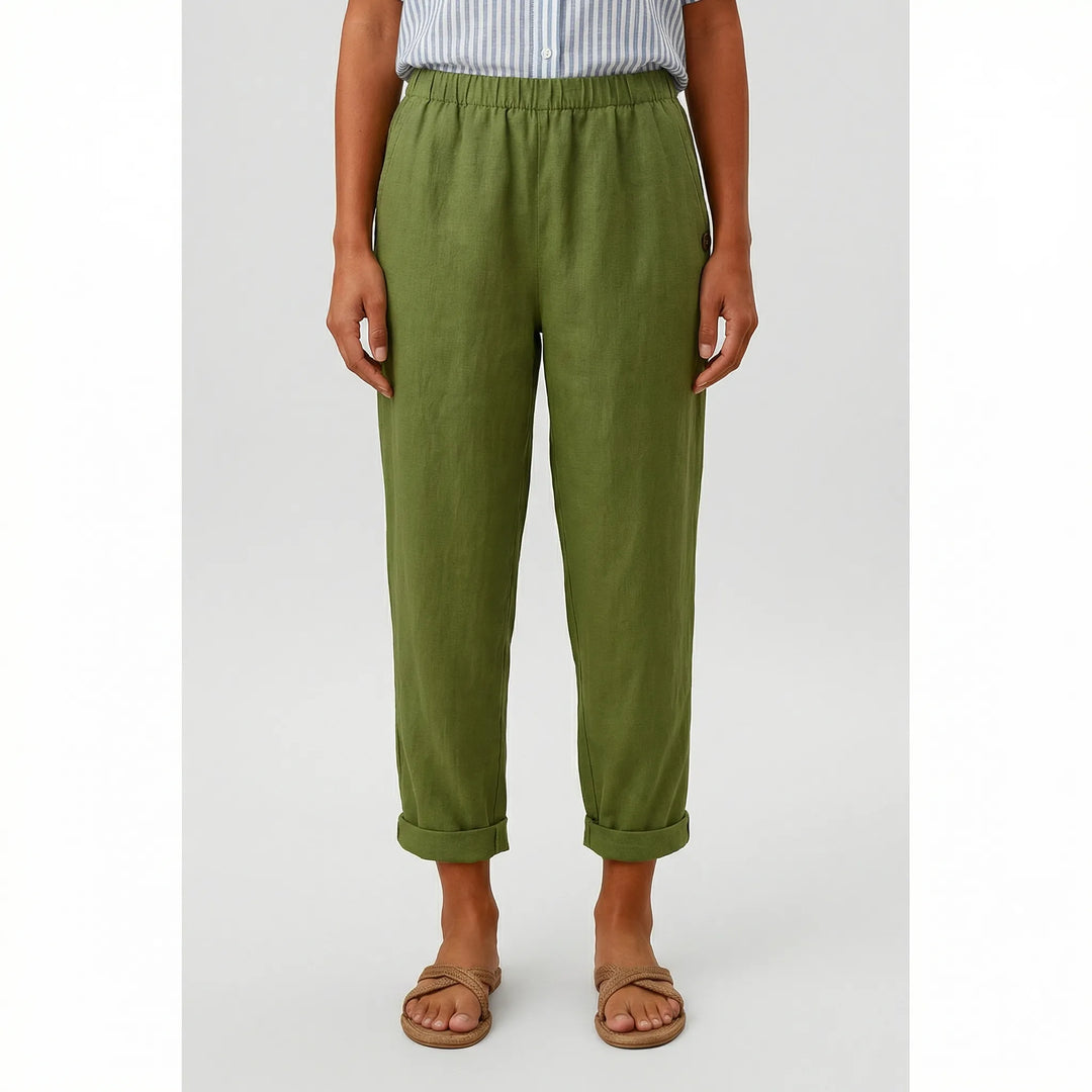 Edna  - Straight-Leg Cuffed Ankle Pants