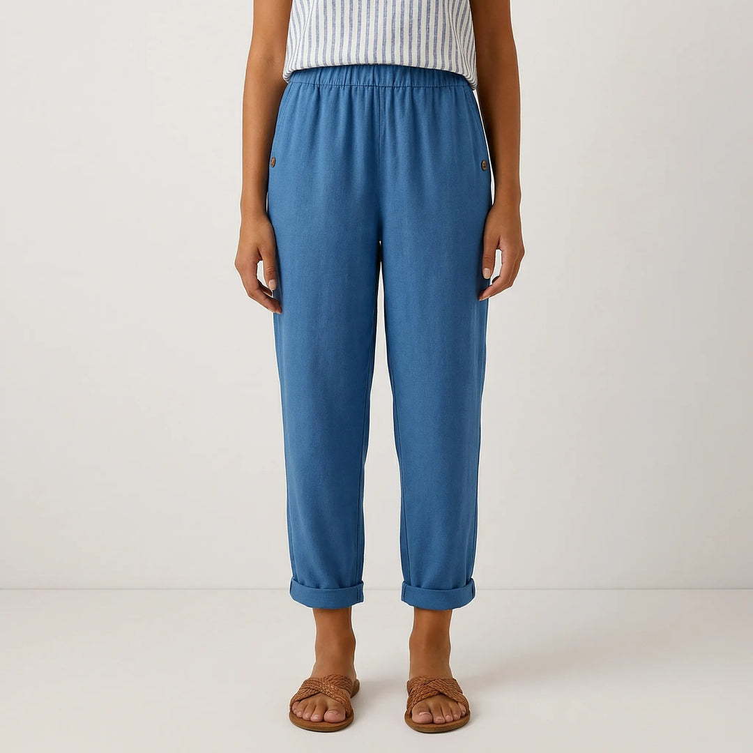 Edna  - Straight-Leg Cuffed Ankle Pants