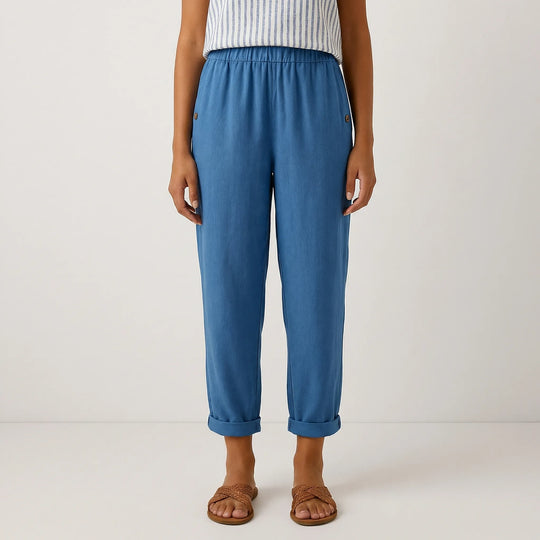 Edna  - Straight-Leg Cuffed Ankle Pants