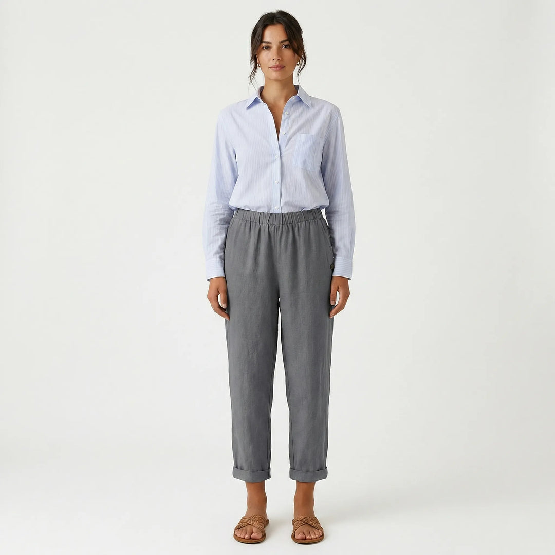 Edna  - Straight-Leg Cuffed Ankle Pants