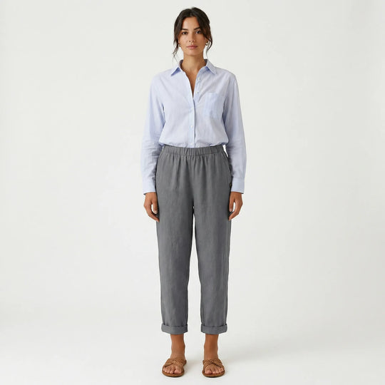 Edna  - Straight-Leg Cuffed Ankle Pants
