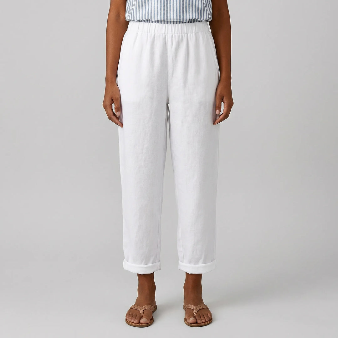 Edna  - Straight-Leg Cuffed Ankle Pants