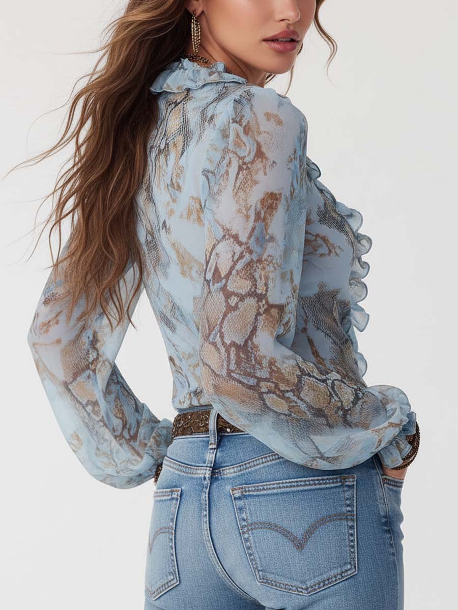 Elizabeth  - Sheer Long-Sleeve Blouse 