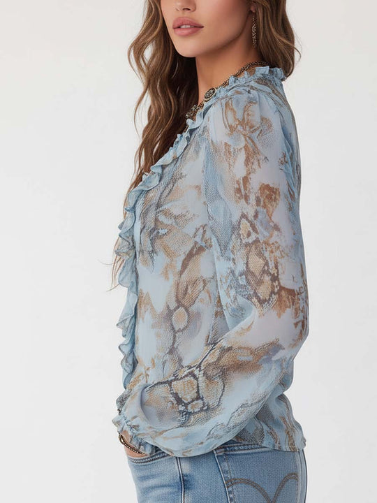 Elizabeth  - Sheer Long-Sleeve Blouse 