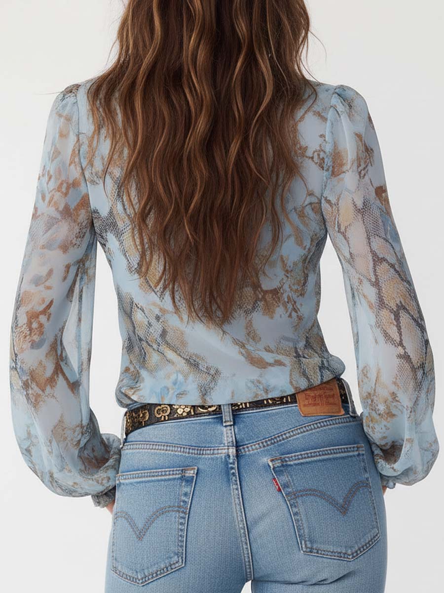 Elizabeth  - Sheer Long-Sleeve Blouse 