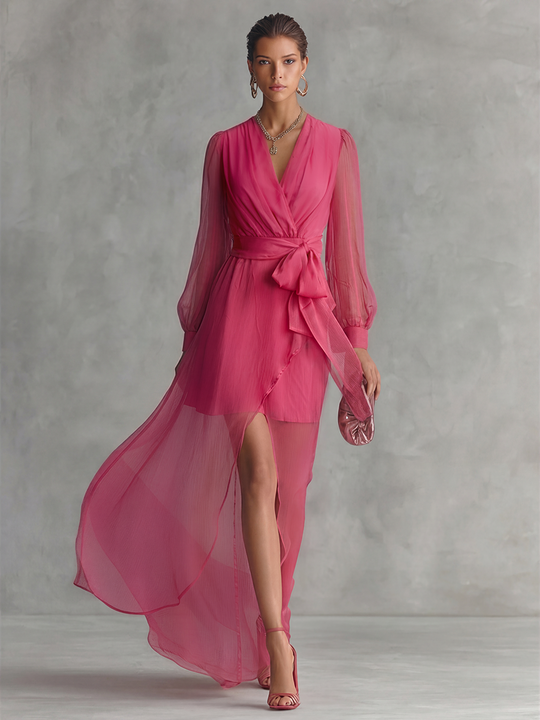 Elvira  - Flowing V-Neck Maxi Dress Formal Evening Events