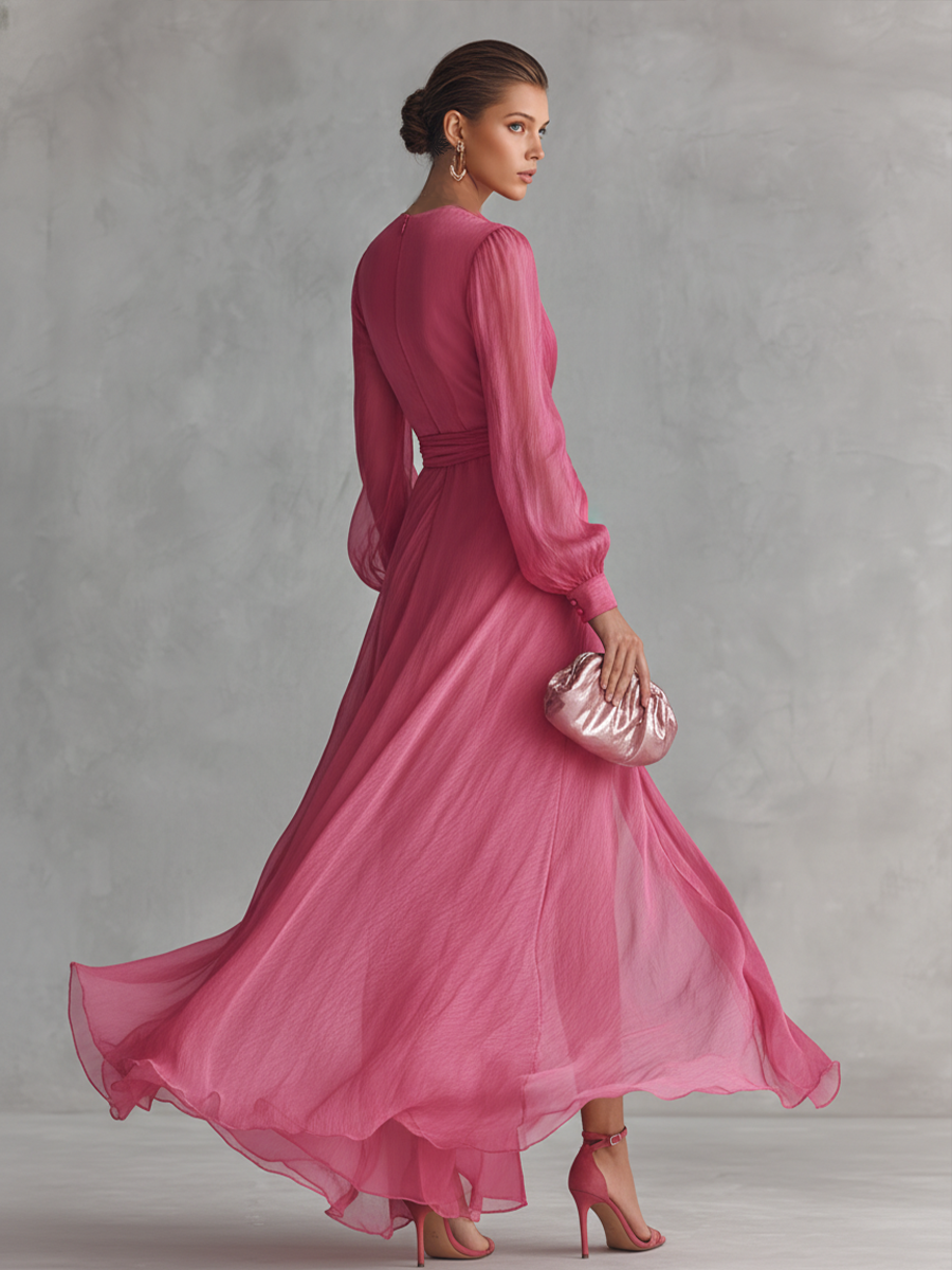 Elvira  - Flowing V-Neck Maxi Dress Formal Evening Events