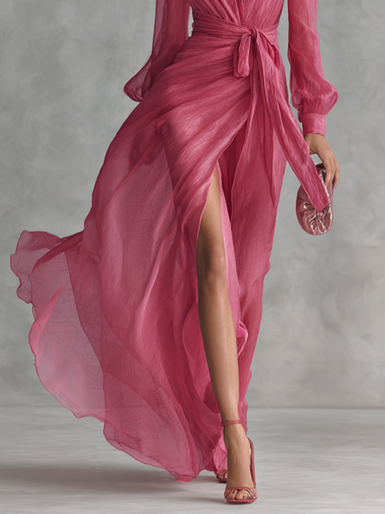 Elvira  - Flowing V-Neck Maxi Dress Formal Evening Events