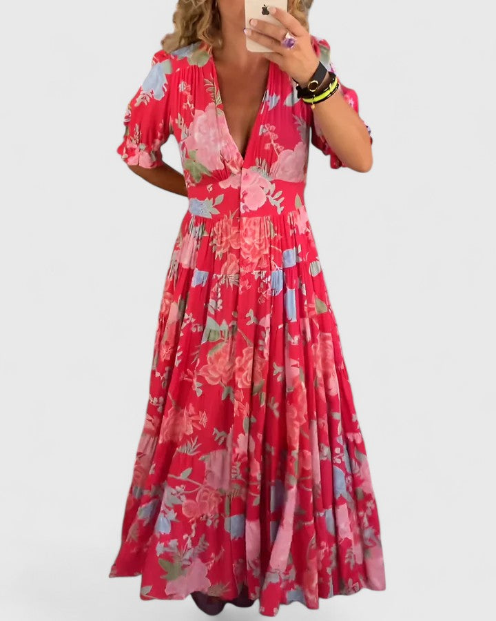 Emily  - Floral V-Neck Maxi Dress Summer Garden Parties