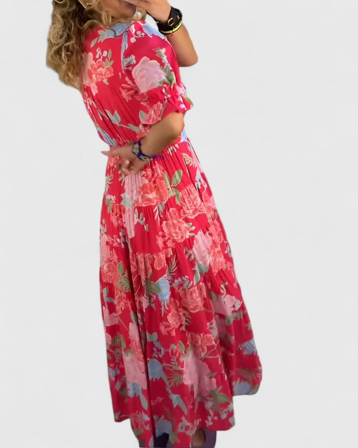 Emily  - Floral V-Neck Maxi Dress Summer Garden Parties