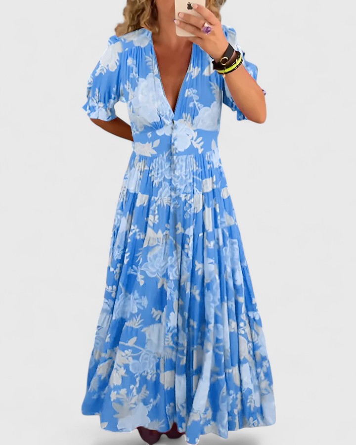Emily  - Floral V-Neck Maxi Dress Summer Garden Parties