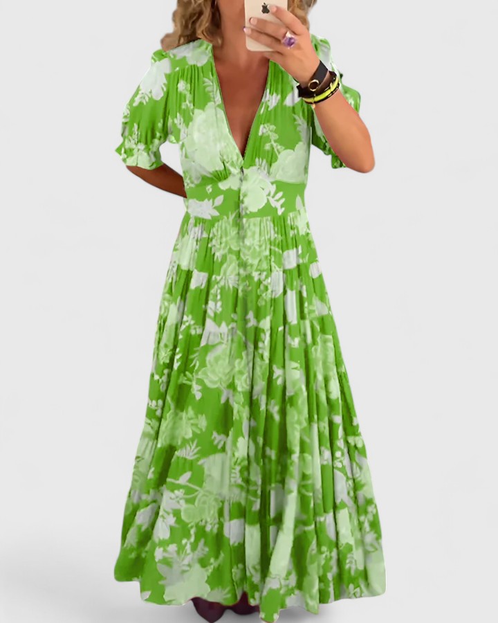 Emily  - Floral V-Neck Maxi Dress Summer Garden Parties