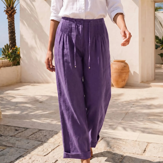 Esther  - High-Waist Wide-Leg Casual Pants