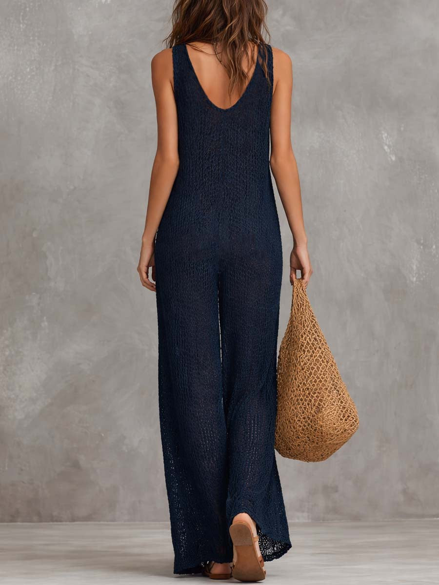Ethel  - Knitted Sleeveless Jumpsuit Beach Cover Ups