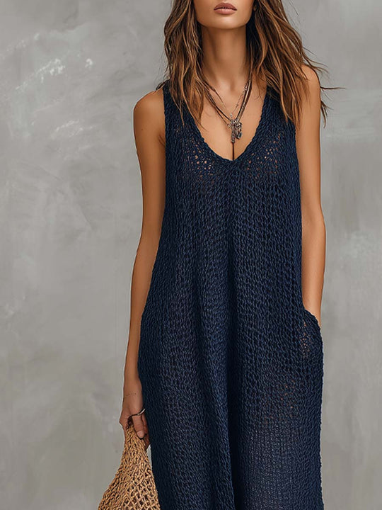 Ethel  - Knitted Sleeveless Jumpsuit Beach Cover Ups