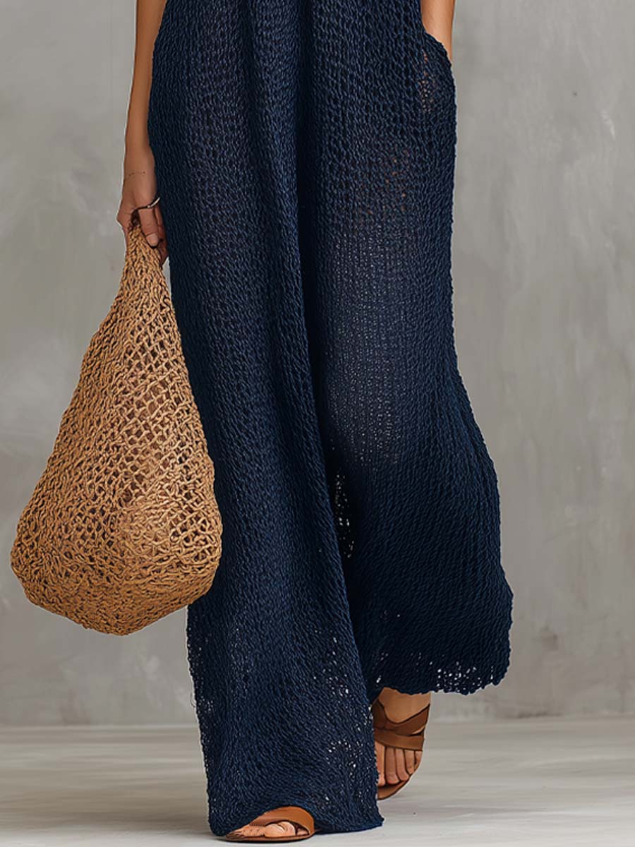 Ethel  - Knitted Sleeveless Jumpsuit Beach Cover Ups