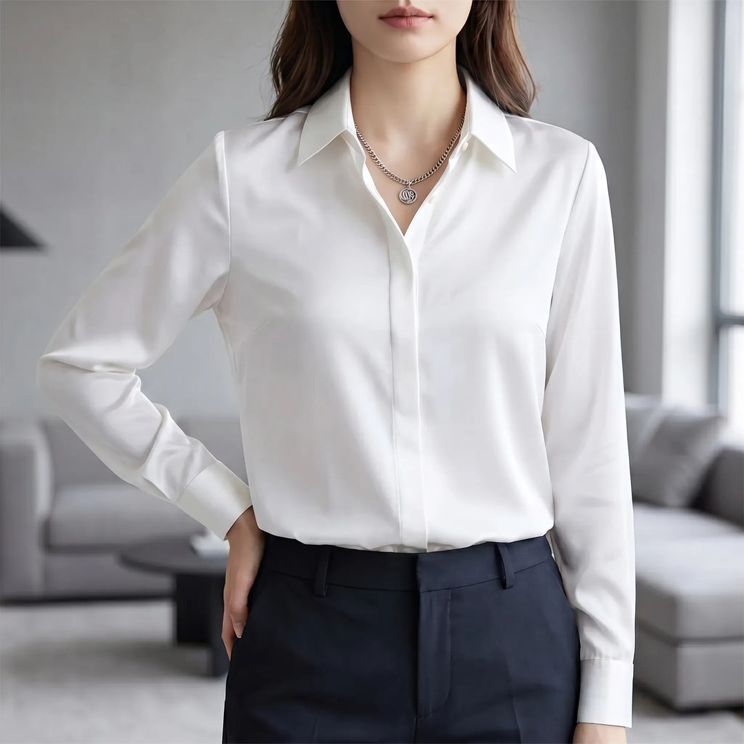 Faith  - Long Sleeve Button-Down Collared Top