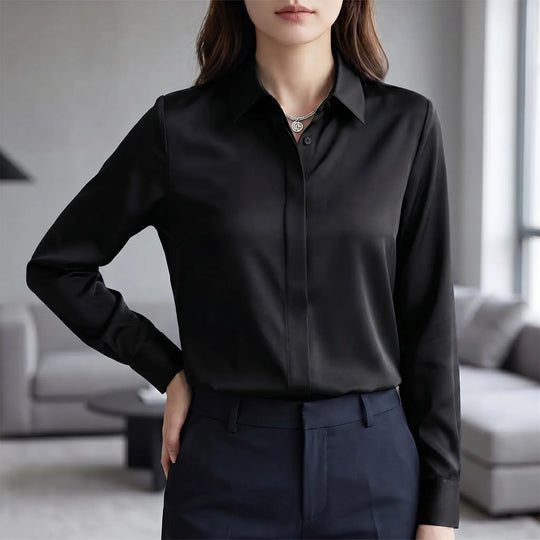 Faith  - Long Sleeve Button-Down Collared Top