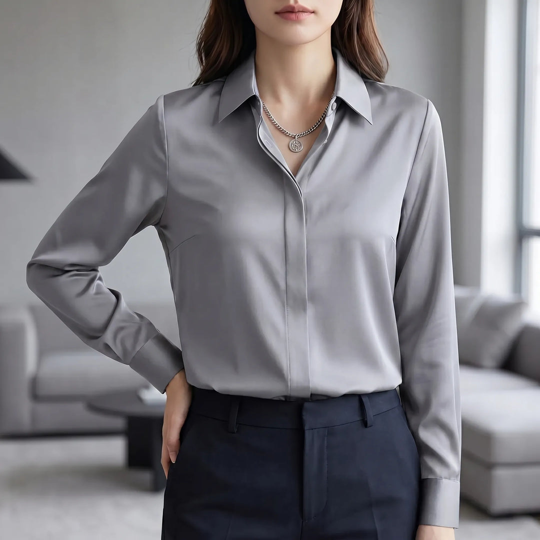 Faith  - Long Sleeve Button-Down Collared Top