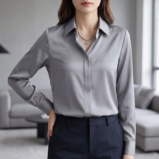 Faith  - Long Sleeve Button-Down Collared Top