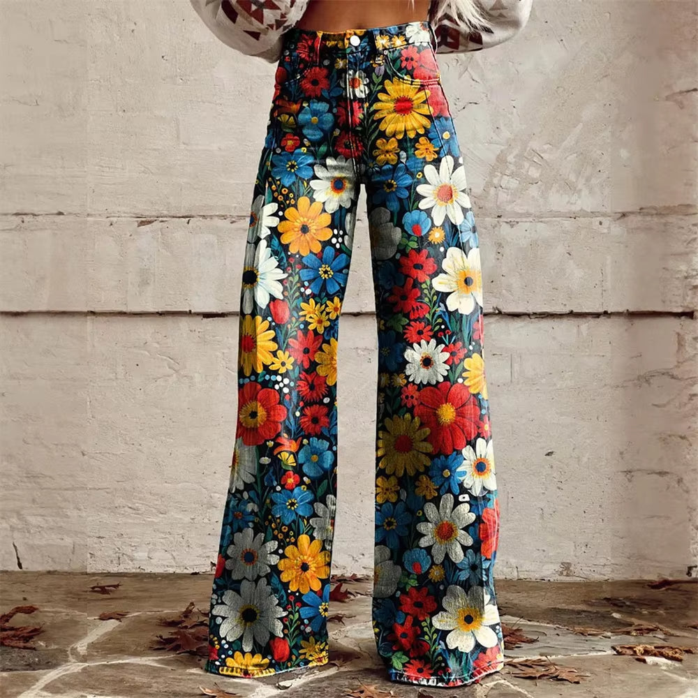 women denim jeans in floral for casual outings 0