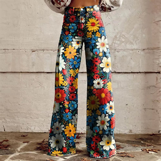 women denim jeans in floral for casual outings 0