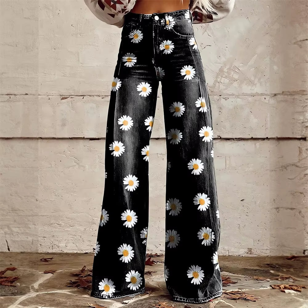 women denim jeans in floral for casual outings 1
