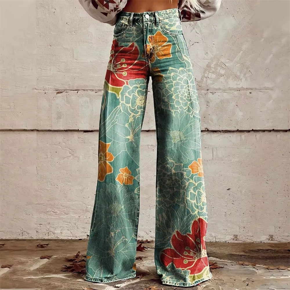 women denim jeans in floral for casual outings 3