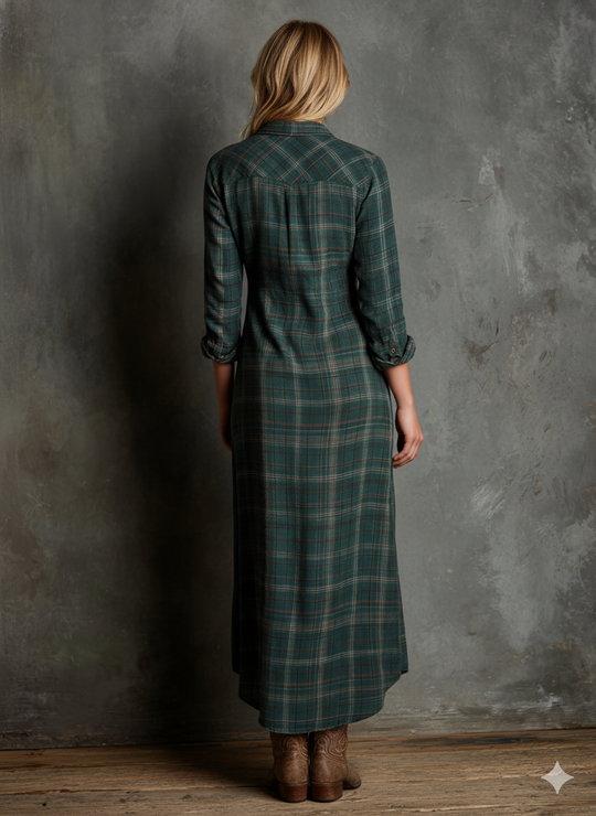 Gail  - Plaid Maxi Shirt Dress Casual Weekend Wear