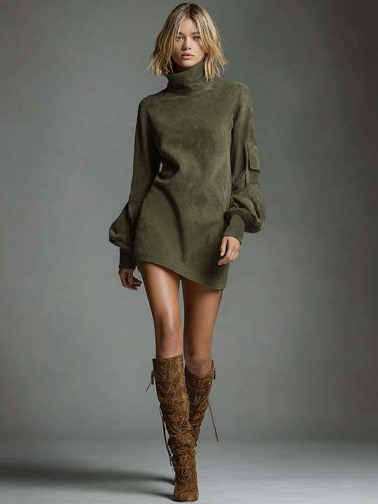 Glenda  - Textured Mini Dress Casual Fall Outings