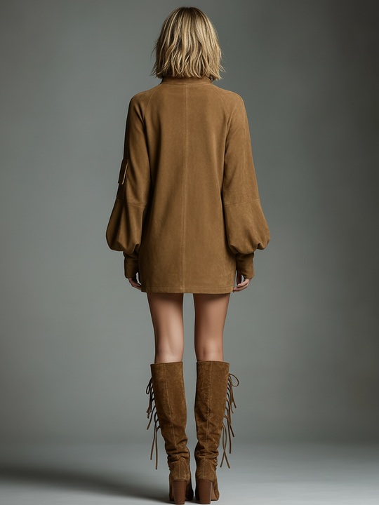 Glenda  - Textured Mini Dress Casual Fall Outings
