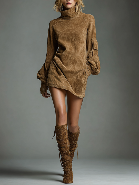 Glenda  - Textured Mini Dress Casual Fall Outings