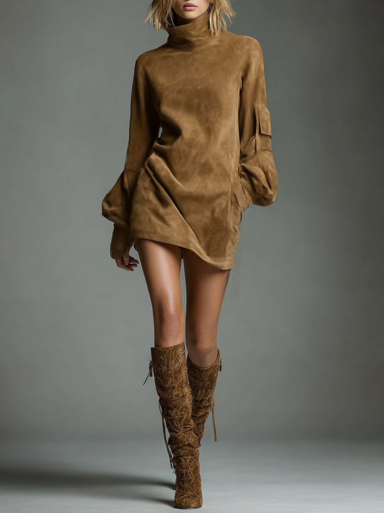 Glenda  - Textured Mini Dress Casual Fall Outings