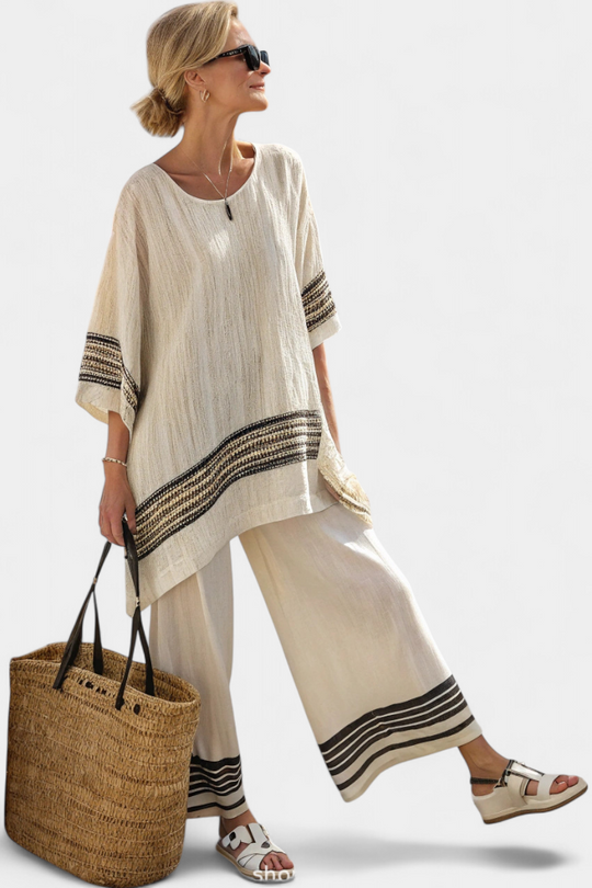 women linen top and pants set in black for casual outings 0