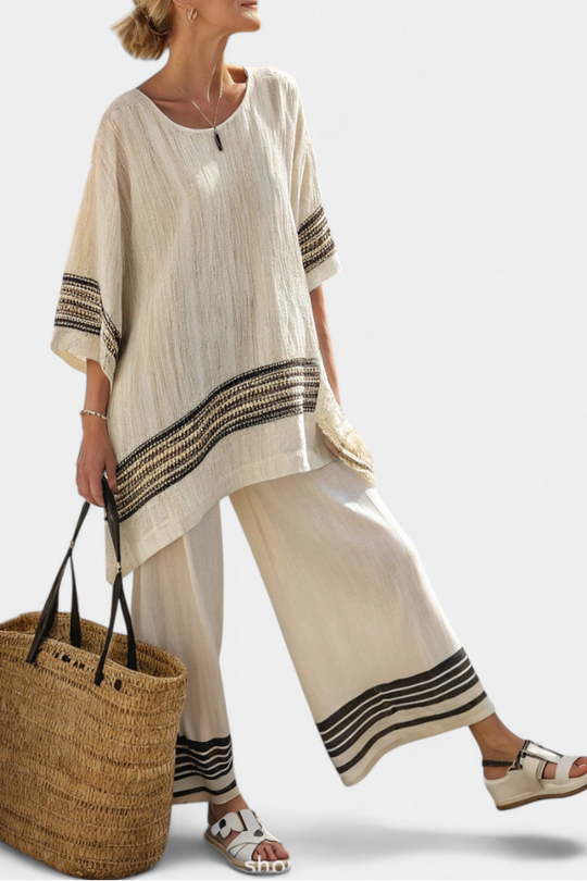 women linen top and pants set in black for casual outings 1