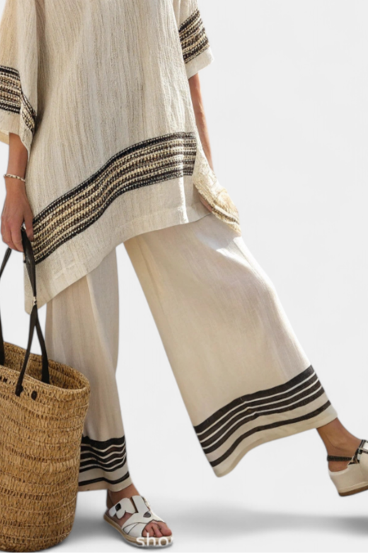 women linen top and pants set in black for casual outings 3