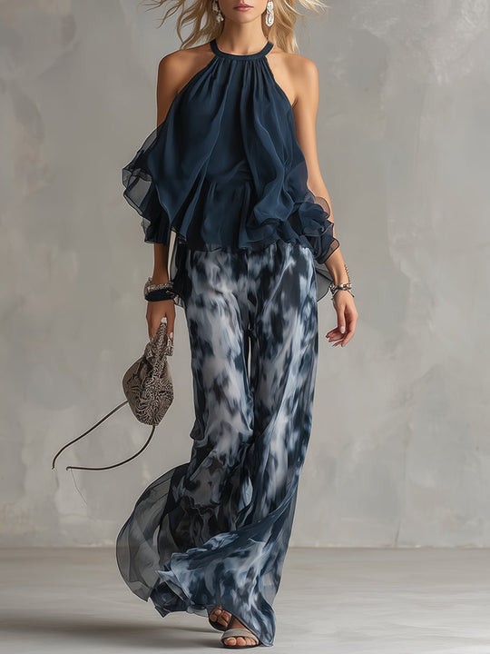 Heather  - Two-Piece Wide-Leg Outfit Evening City Outings