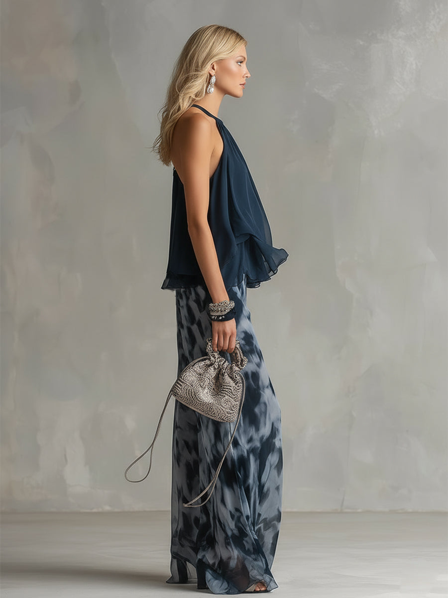 Heather  - Two-Piece Wide-Leg Outfit Evening City Outings