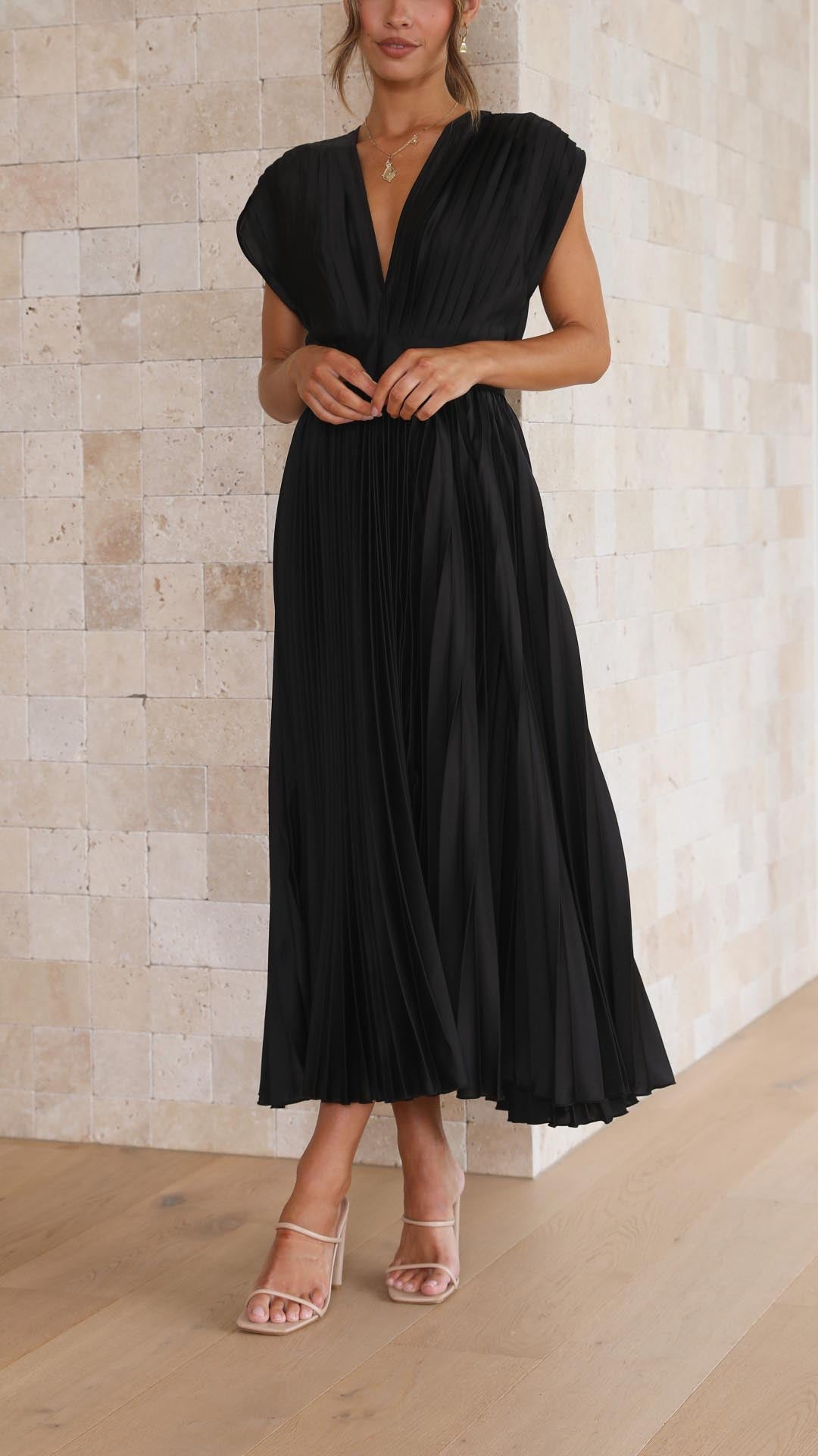 Henrietta  - Pleated Sleeveless Maxi Dress