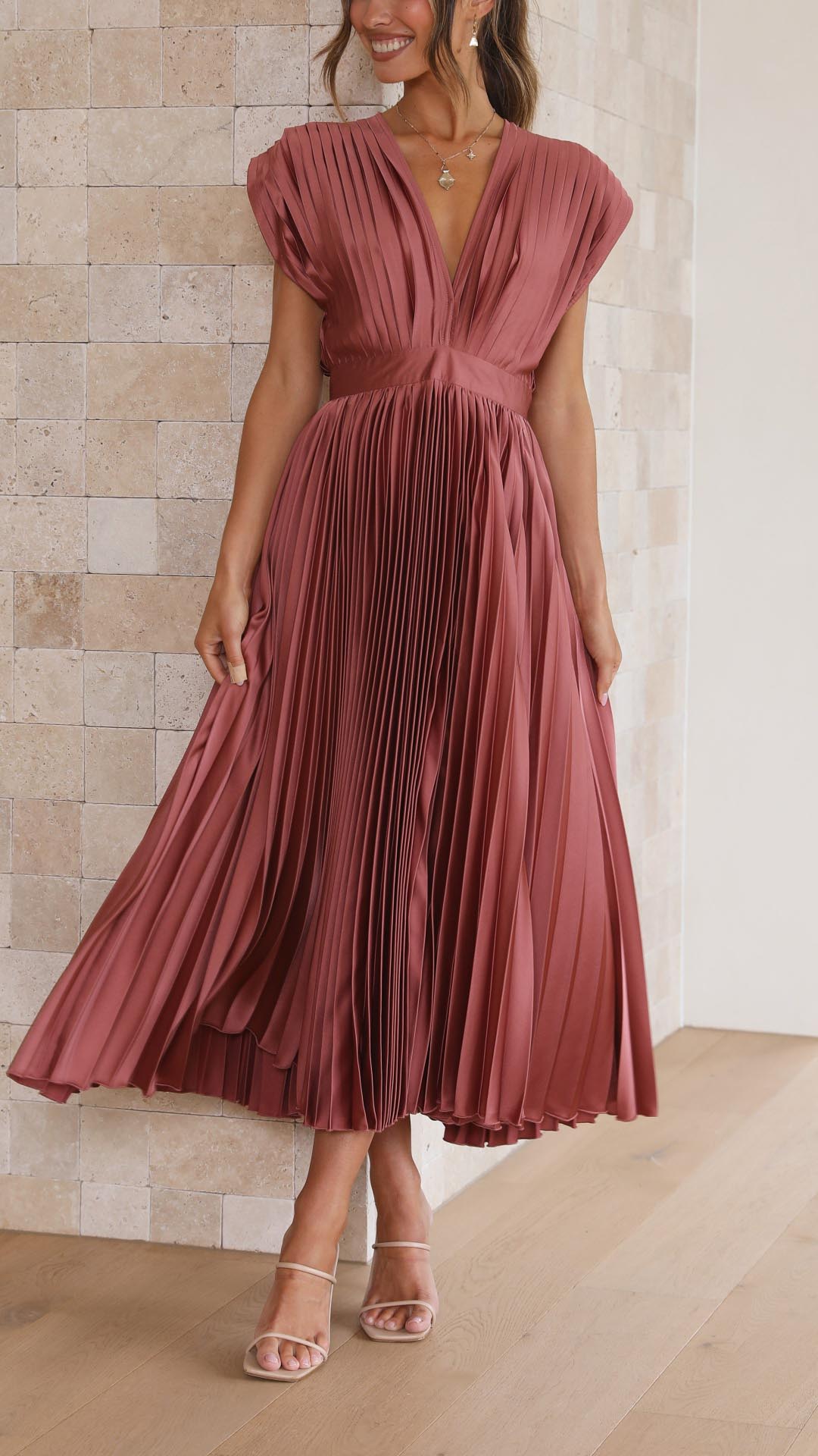 Henrietta  - Pleated Sleeveless Maxi Dress