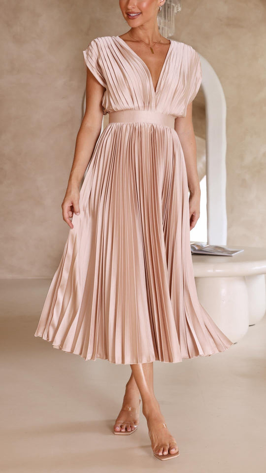 Henrietta  - Pleated Sleeveless Maxi Dress