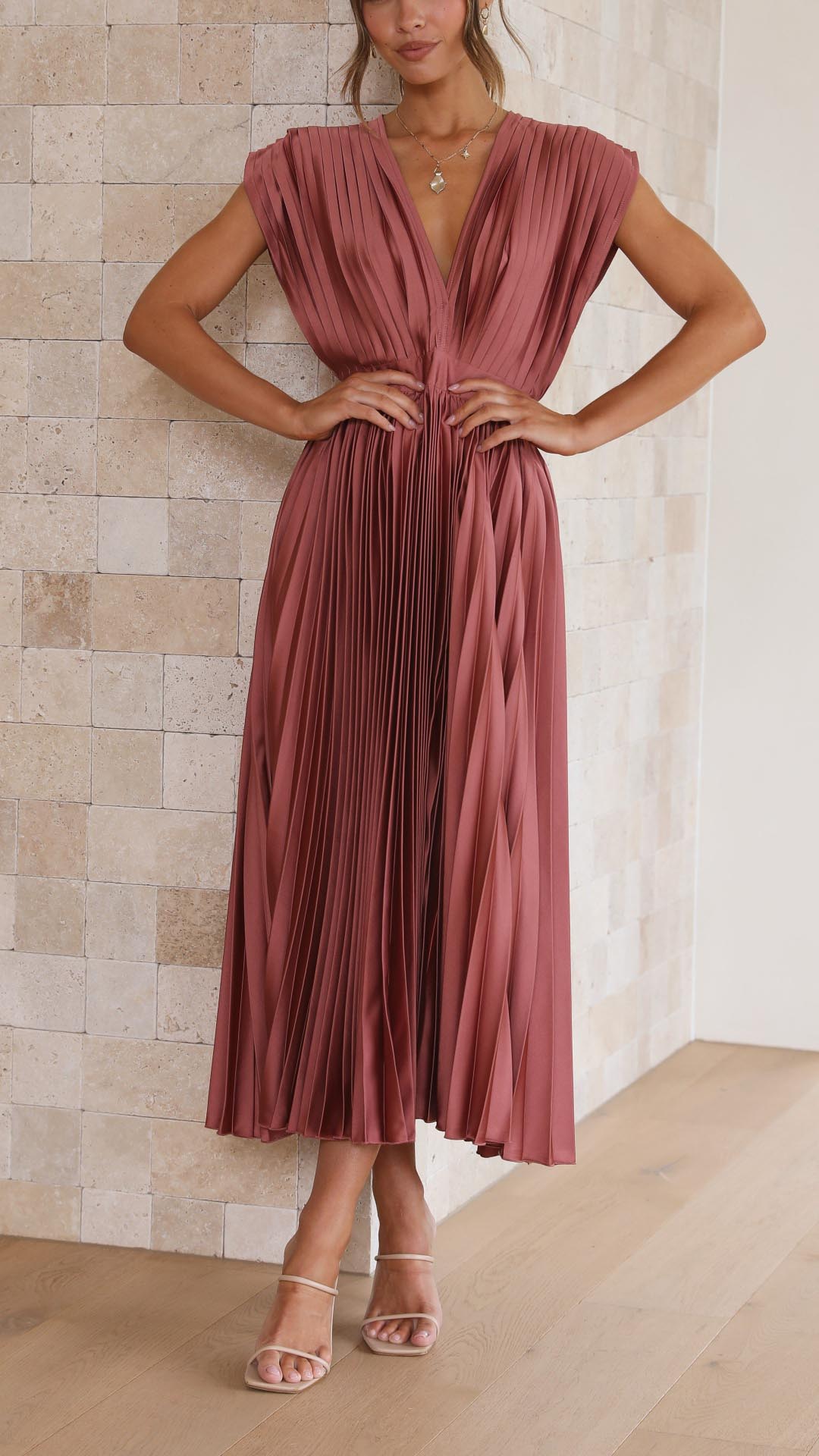 Henrietta  - Pleated Sleeveless Maxi Dress