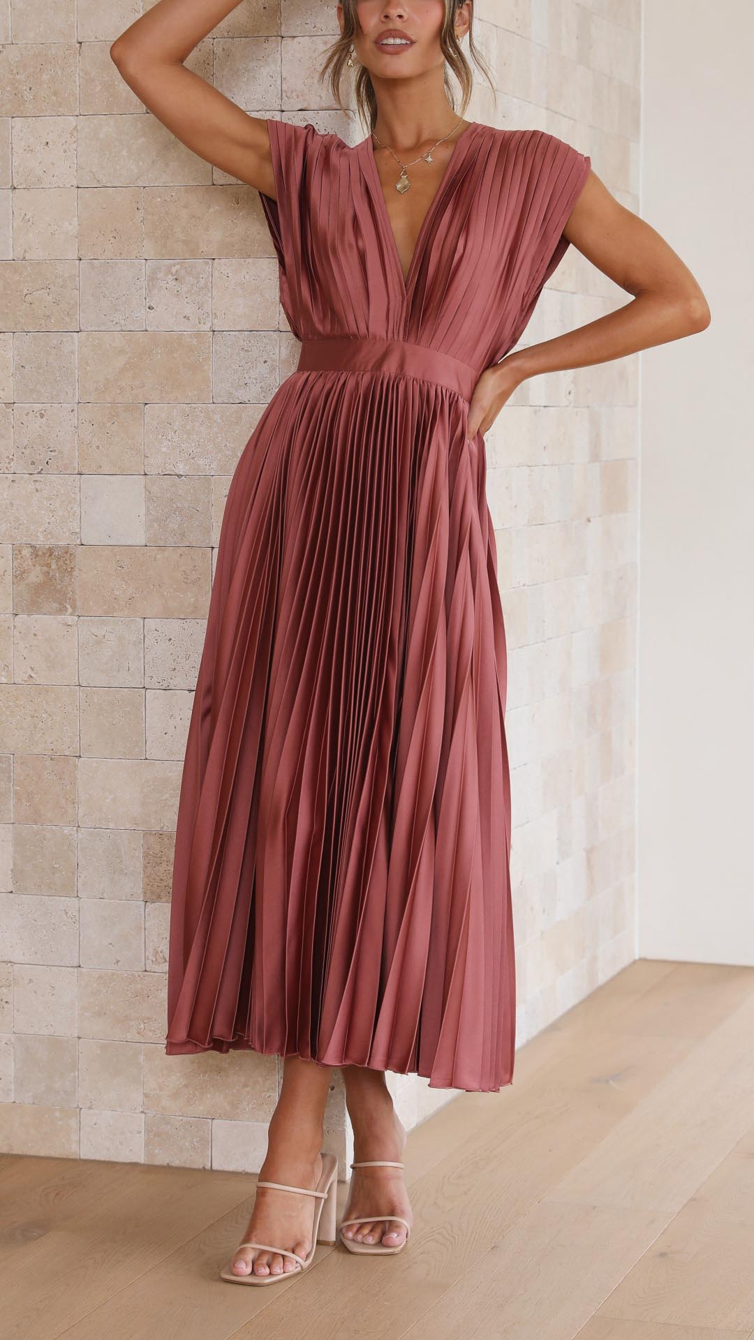 Henrietta  - Pleated Sleeveless Maxi Dress