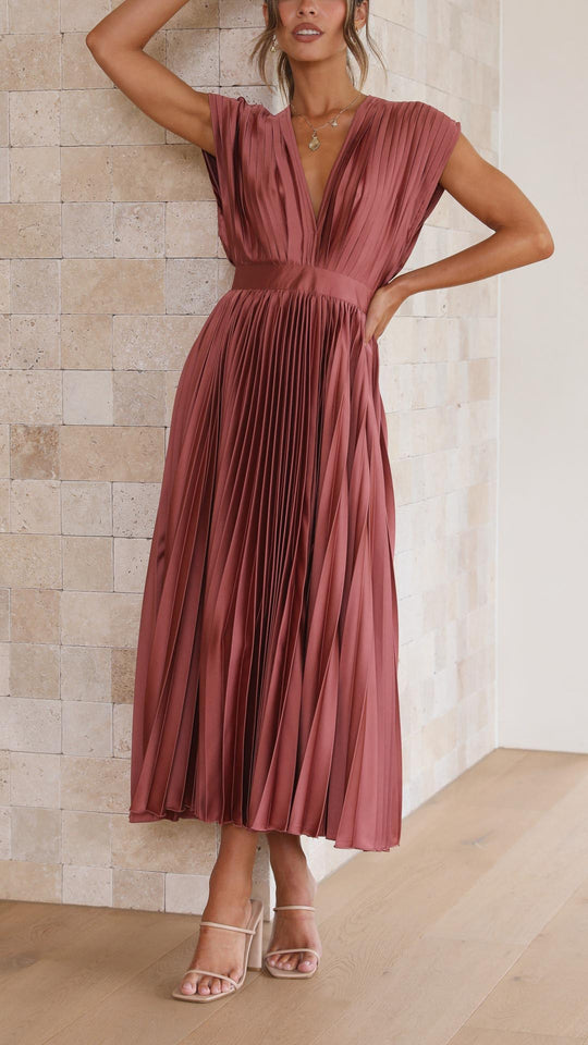 Henrietta  - Pleated Sleeveless Maxi Dress