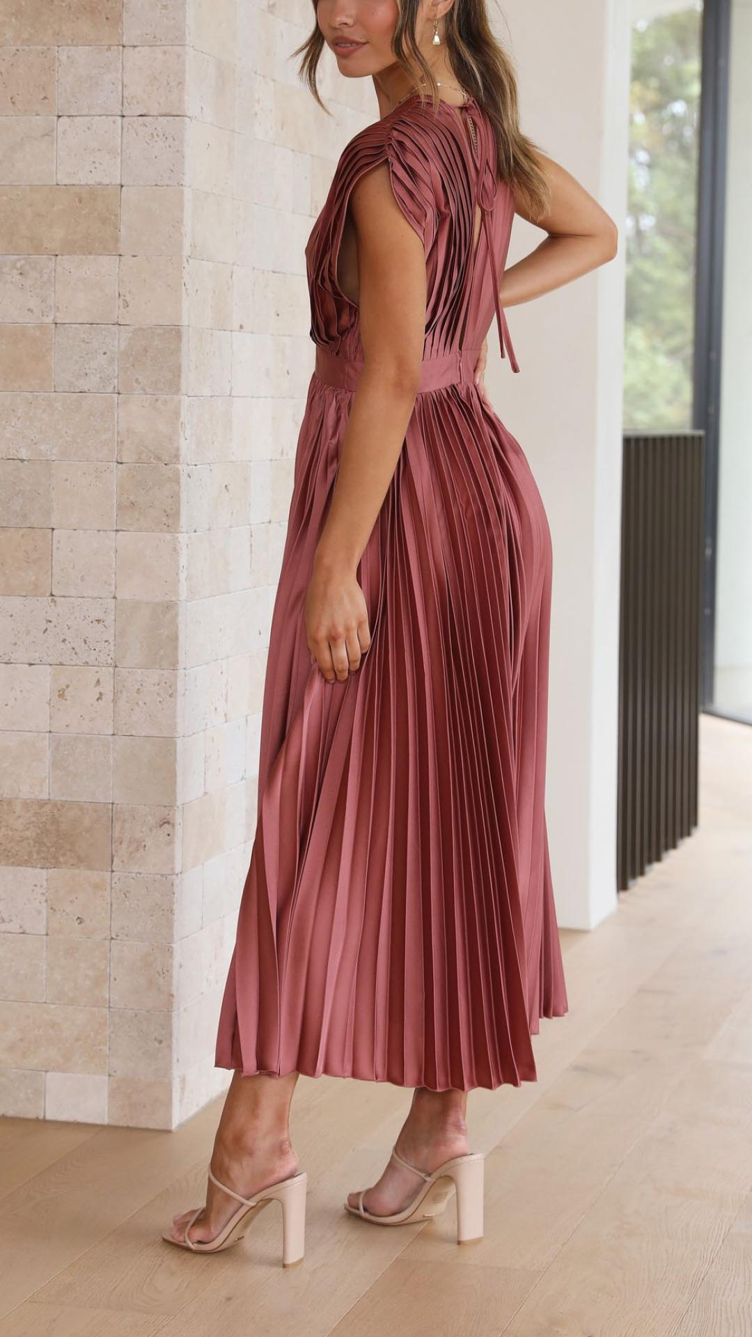 Henrietta  - Pleated Sleeveless Maxi Dress