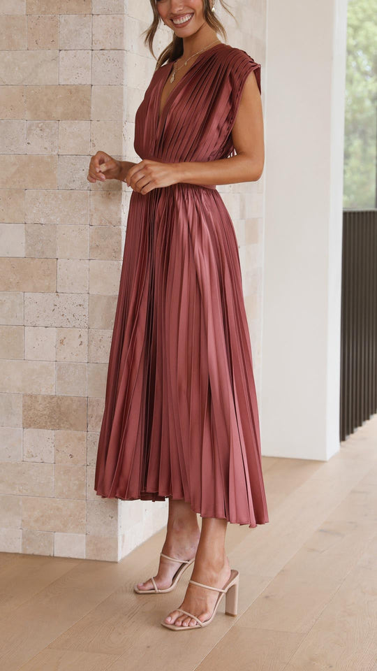 Henrietta  - Pleated Sleeveless Maxi Dress