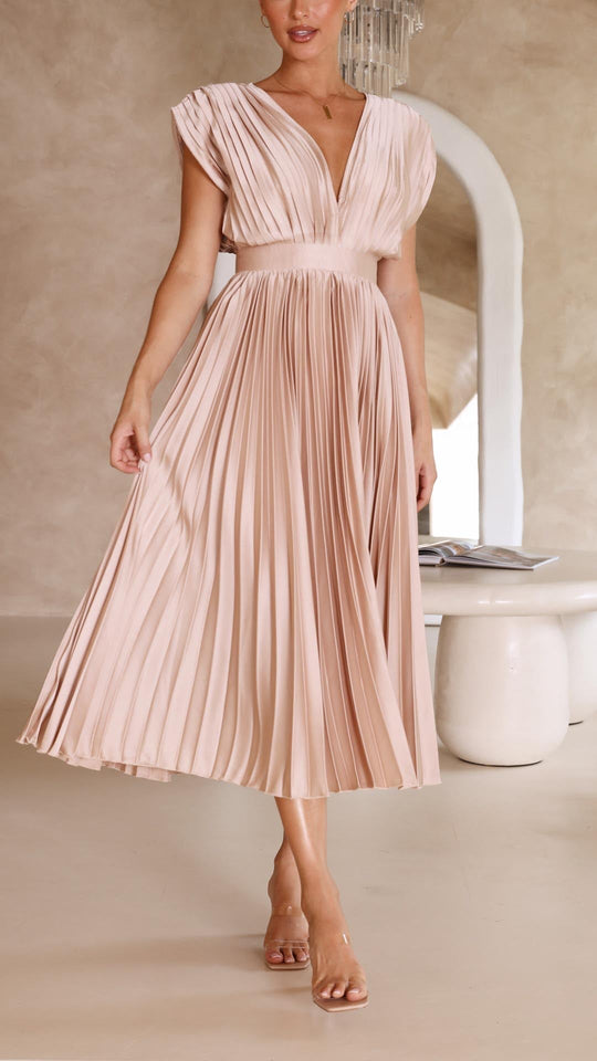 Henrietta  - Pleated Sleeveless Maxi Dress
